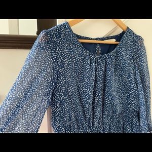 TULLE Blue/White Dress with Keyhole Back